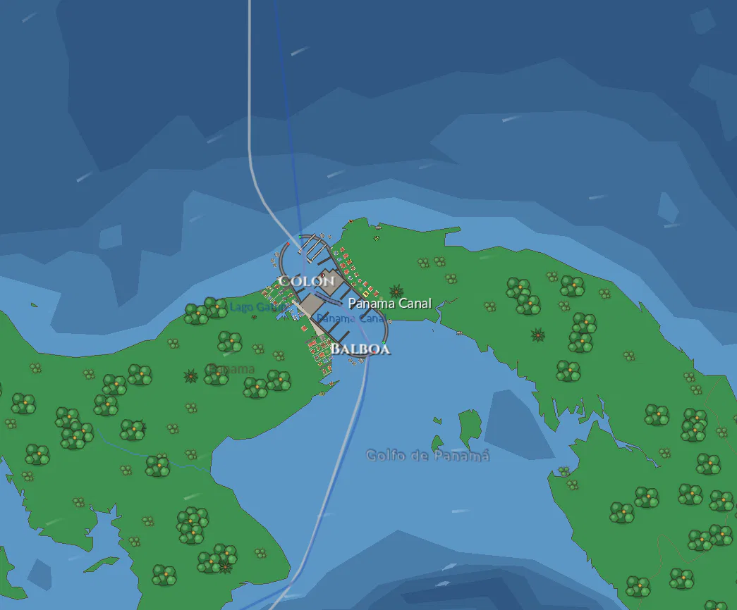 The Panama Canal between Colon and Balboa